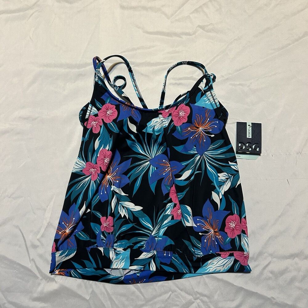 DSG Dick’s Sporting Goods Floral Print Tankini Swim Top Size S Small